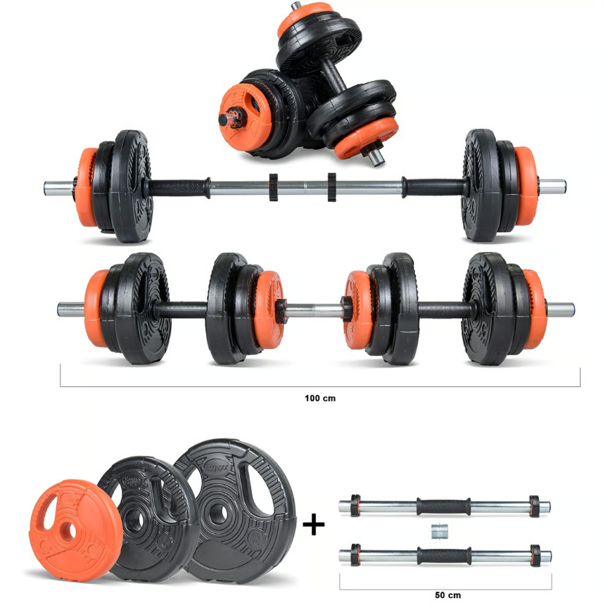 Set gantere reglabile de 22 KG negru-orange