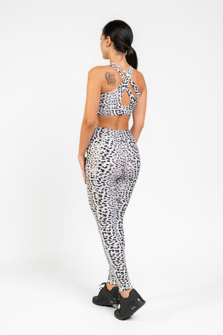 Set fitness bustiera si colanti Progressive Easy Fit White Animal Print