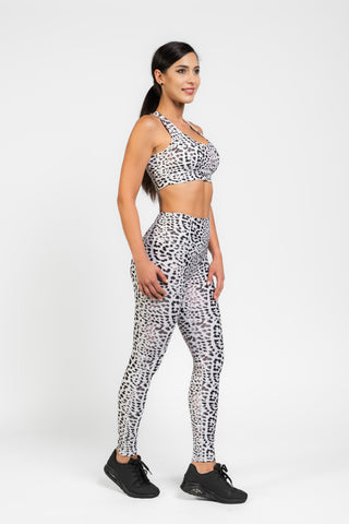 Set fitness bustiera si colanti Progressive Easy Fit White Animal Print