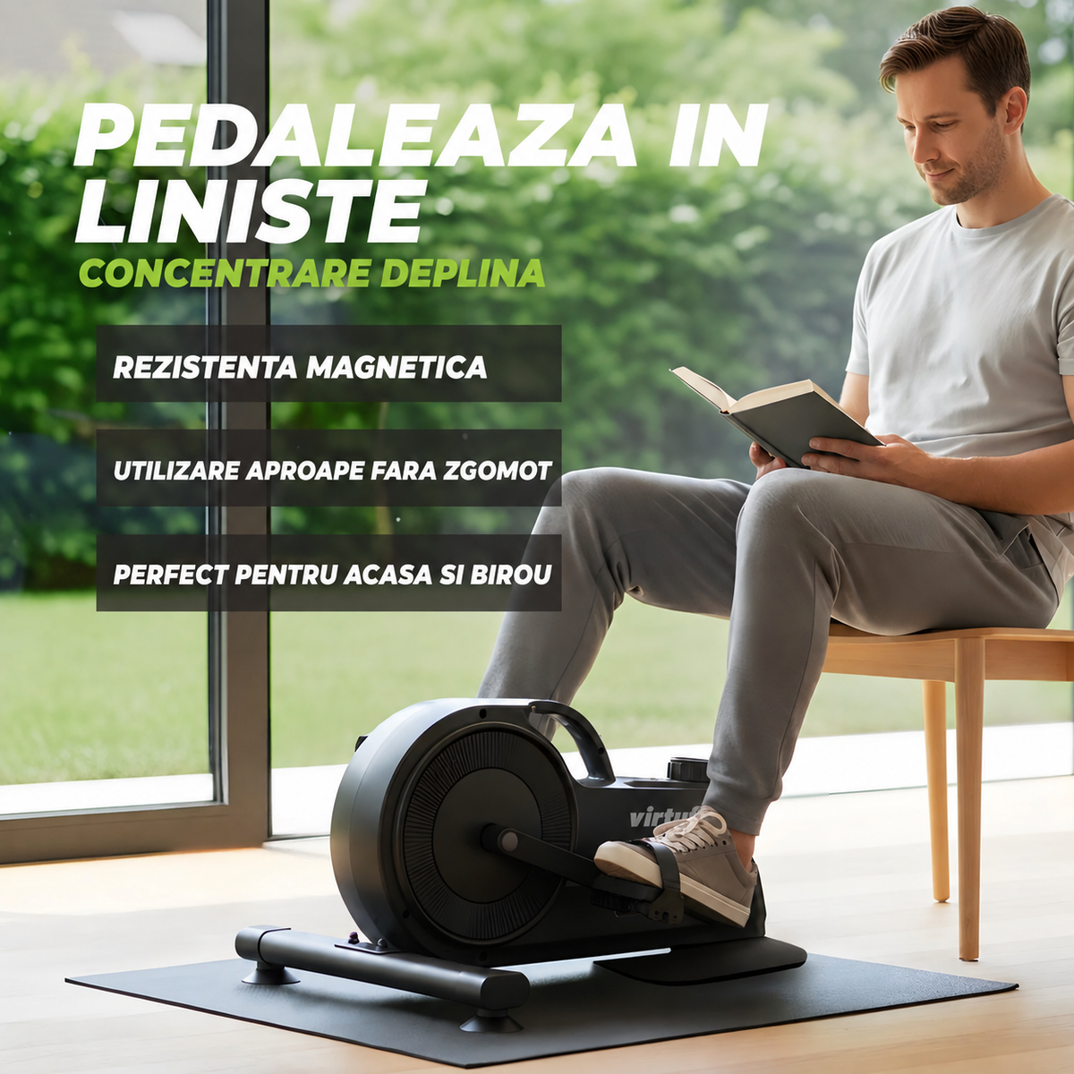 Bicicleta de exercitii compacta cu display si rezistenta magnetica VirtuFit MB400