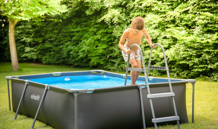 Piscina VirtuFit rectangulara - 400 x 200 x 122 cm - Antracit - Include pompa de filtrare