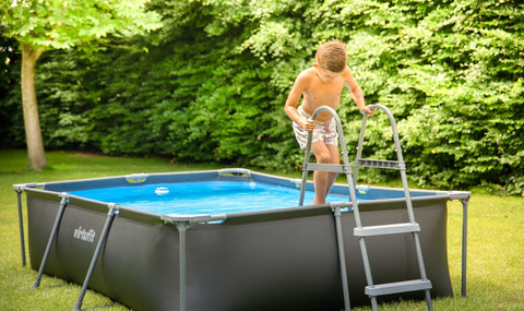 Piscina VirtuFit rectangulara - 400 x 200 x 122 cm - Antracit - Include pompa de filtrare