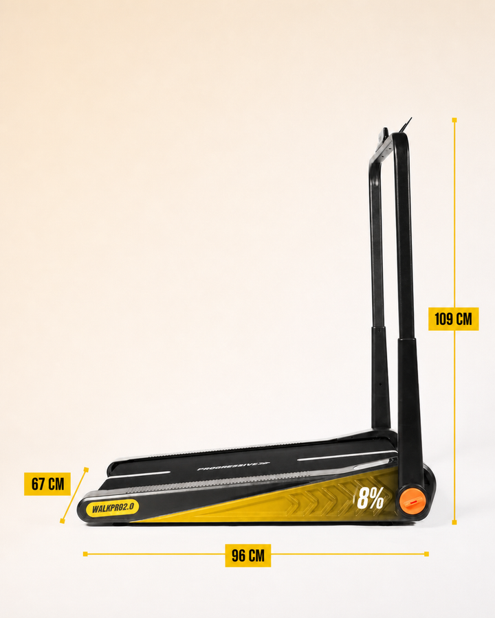 Banda de mers alergare electrica Progressive WalkPro2.0, motor 1.5 CP, viteza 1-8 km/h, greutate suportata 100kg, suprafata alergare 85x42cm, aplicatii Kinomap, Zwift