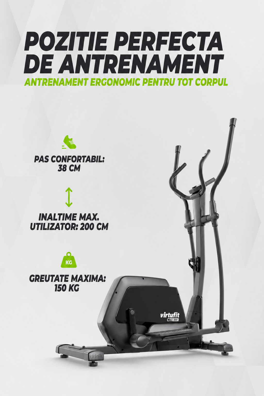 Bicicleta eliptica VirtuFit CTR200i (model 2026) cu rezistenta magnetica