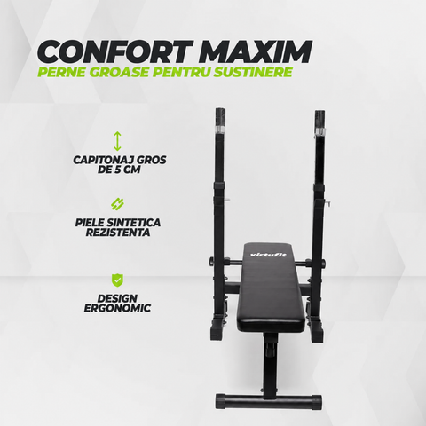 Banca de antrenament greutati si abdomen ajustabila VirtuFit Compact