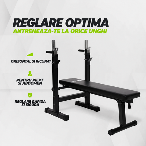 Banca de antrenament greutati si abdomen ajustabila VirtuFit Compact
