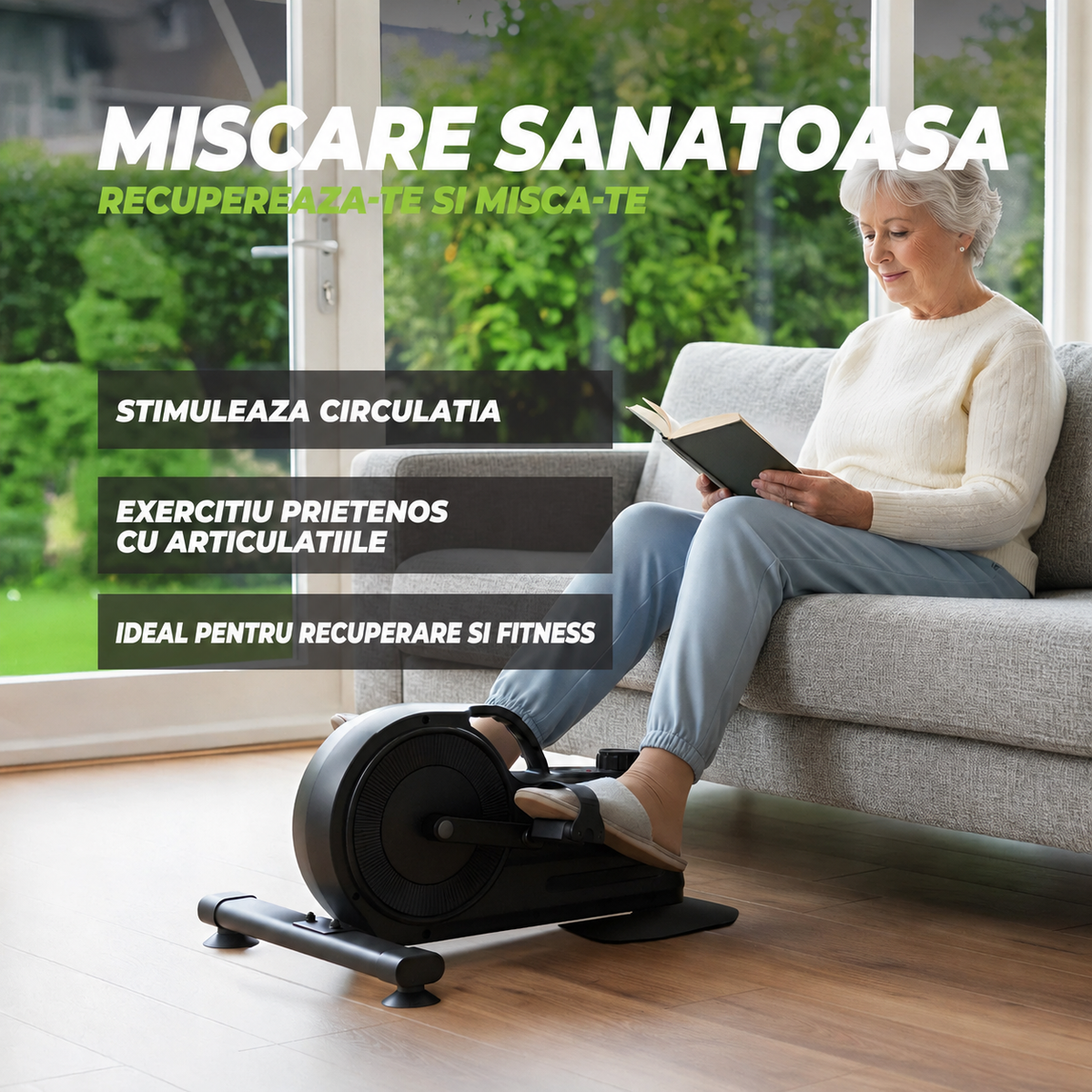 Bicicleta de exercitii compacta cu display si rezistenta magnetica VirtuFit MB400