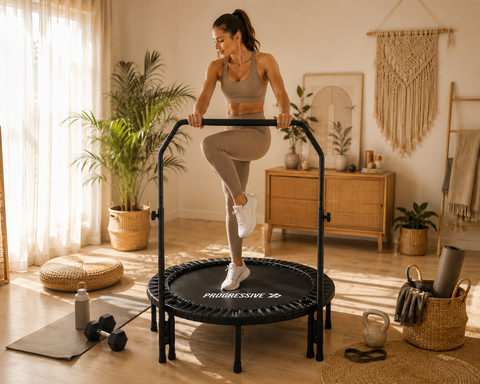 Trambulina Fitness Progressive pliabila cu maner ajustabil