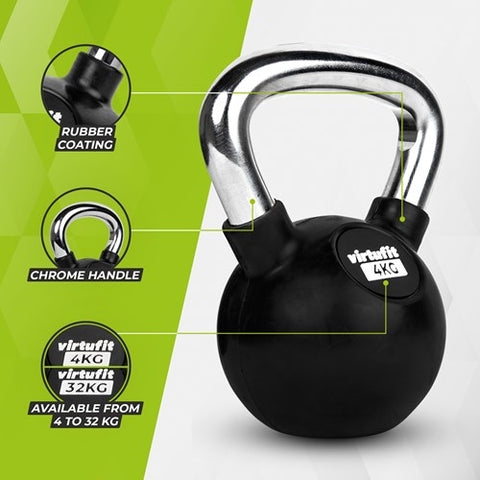 Gantera Kettlebell din cauciuc 4 kg VirtuFit