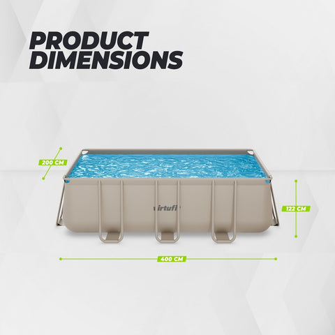Piscina VirtuFit rectangulara - 400 x 200 x 122 cm - Beige - Include pompa de filtrare