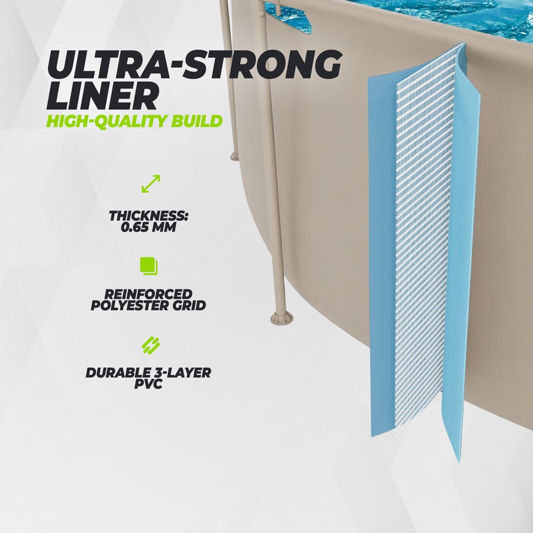 Piscina VirtuFit rectangulara - 400 x 200 x 122 cm - Beige - Include pompa de filtrare
