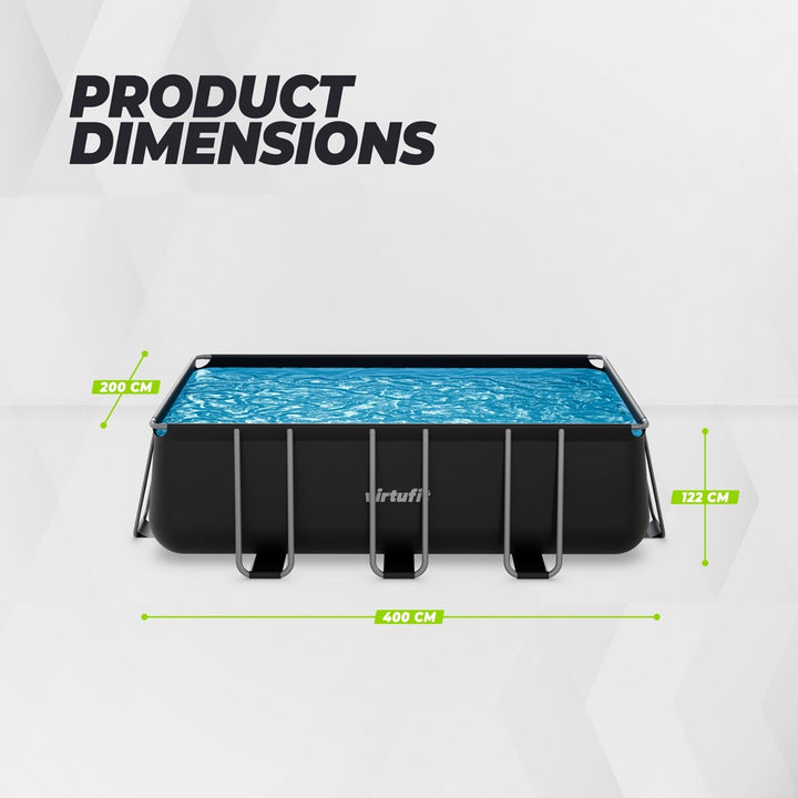 Piscina VirtuFit rectangulara - 400 x 200 x 122 cm - Antracit - Include pompa de filtrare