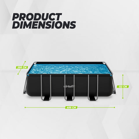 Piscina VirtuFit rectangulara - 400 x 200 x 122 cm - Antracit - Include pompa de filtrare
