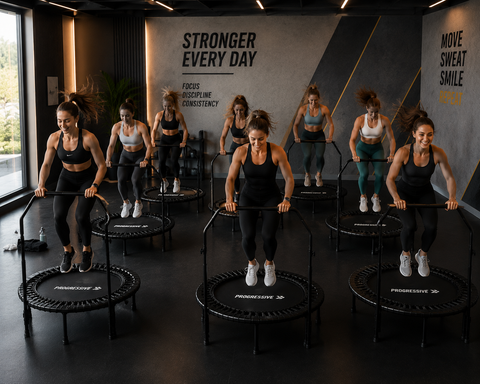 Trambulina Fitness Progressive pliabila cu maner ajustabil