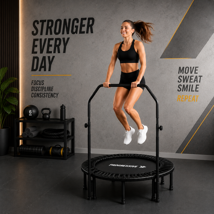 Trambulina Fitness Progressive pliabila cu maner ajustabil