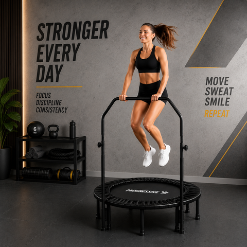 Trambulina Fitness Progressive pliabila cu maner ajustabil