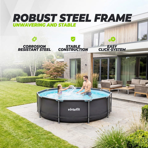 Piscina VirtuFit rotunda  244 cm diametru cu sistem filtrare inclus si cadru metalic