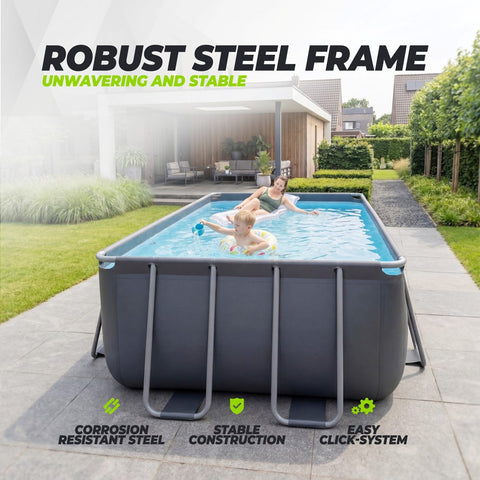 Piscina VirtuFit rectangulara - 400 x 200 x 122 cm - Antracit - Include pompa de filtrare