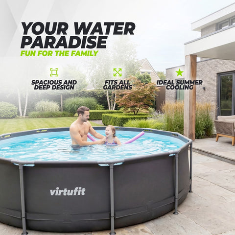 Piscina VirtuFit rotunda  244 cm diametru cu sistem filtrare inclus si cadru metalic