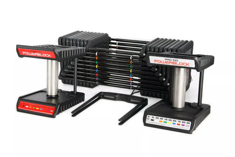 Gantere reglabile Powerblock Pro 100 Commercial cu Pro Rack Stand