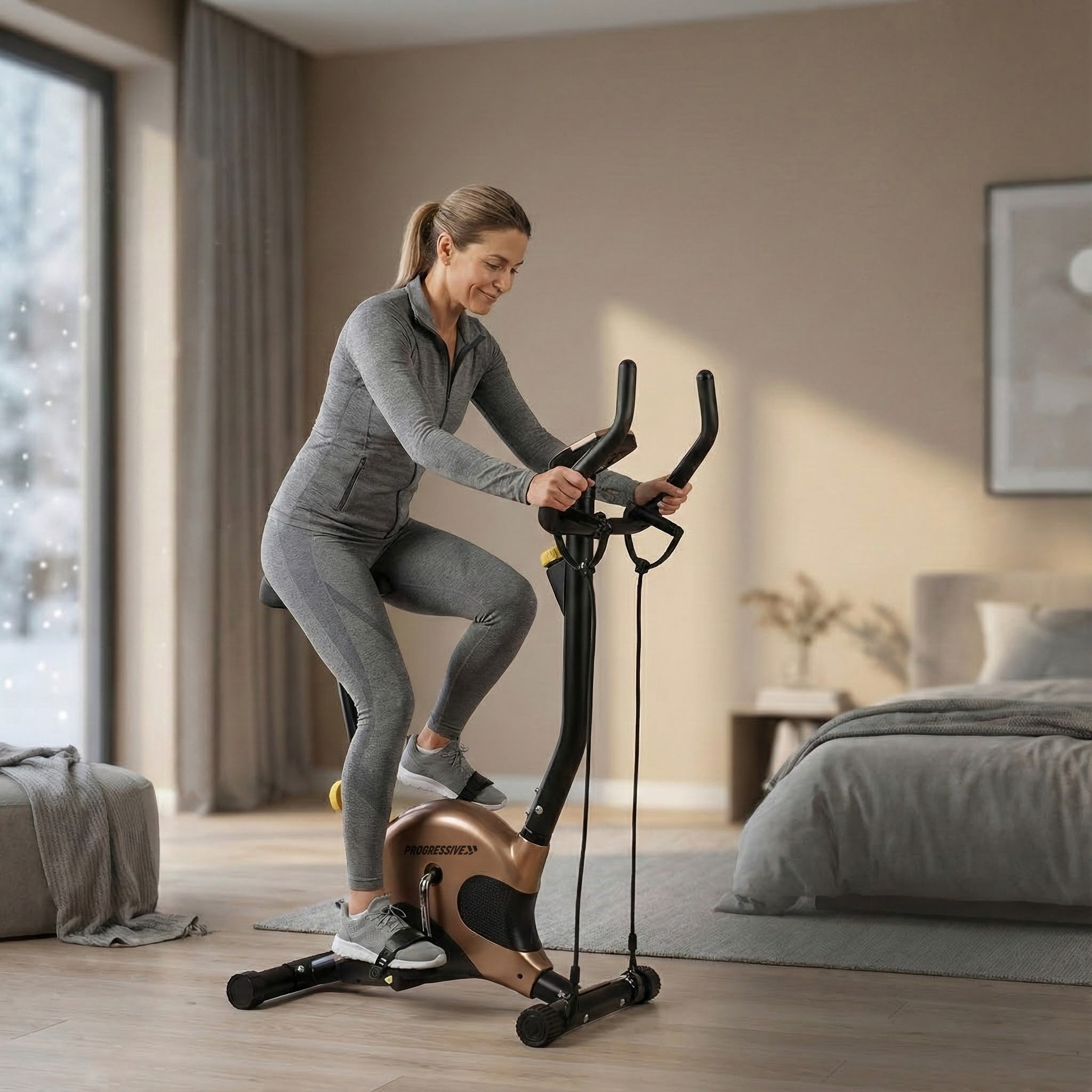 Bicicleta fitness mecanica cu corzi PROGRESSIVE BM