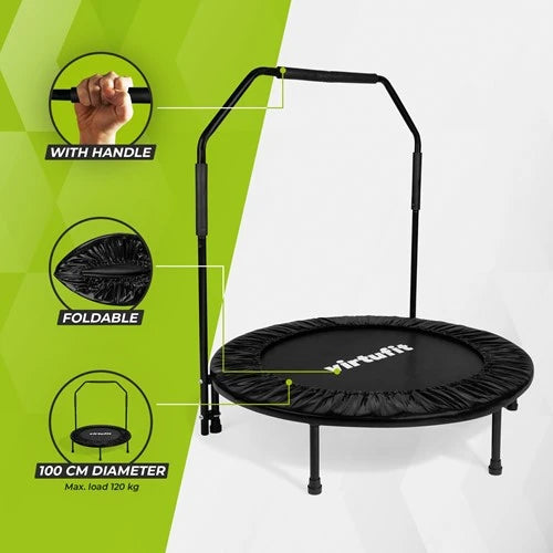 VirtuFit Trambulina Fitness pliabila cu maner - negru - 100 cm