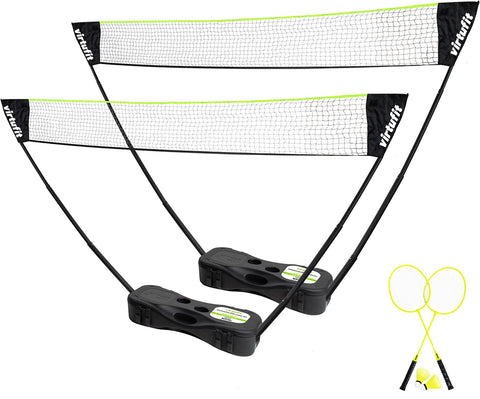 Set Fileu Portabil 2 in 1 Badminton si Tenis cu Rachete si Caseta de depozitare VirtuFit