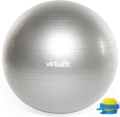 Minge gonflabila fitness cu pompa VirtuFit Anti-Burst Pro - Gri - 55 cm