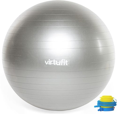 Minge gonflabila fitness cu pompa VirtuFit Anti-Burst Pro - Gri - 45 cm