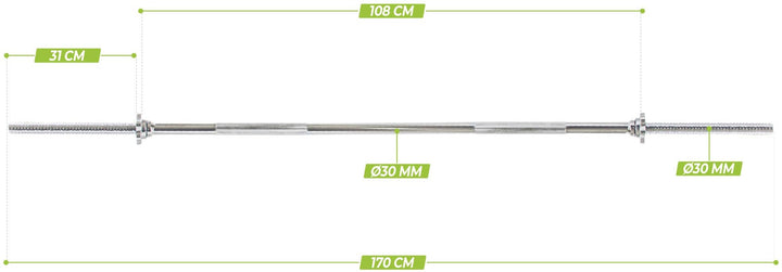 Bara Greutati cu surub VirtuFit  170cm - 30mm