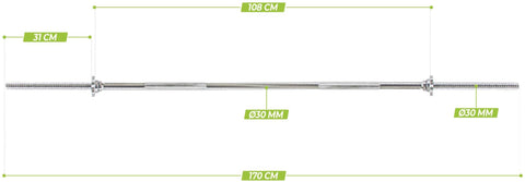 Bara Greutati cu surub VirtuFit  170cm - 30mm