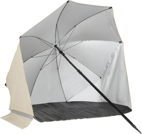 VirtuFit Umbrela de Plaja cu Paravan de Vant, 180x115 cm - Crem