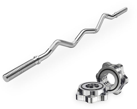 Bara ondulata tip haltera cu cu surub VirtuFit Curl Bar - 120 cm - Spring Clip - 30 mm