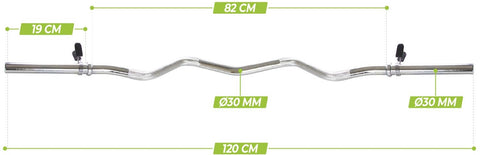 Bara ondulata tip haltera cu cleme VirtuFit Curl Bar - 120 cm - Spring Clip - 30 mm