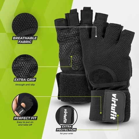 Manusi VirtuFit Fitness Pro Cu Prindere Pentru Incheietura - M