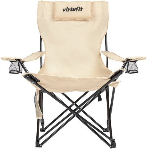 Scaun de Camping Pliabil VirtuFit cu suport pentru picioare - Bej