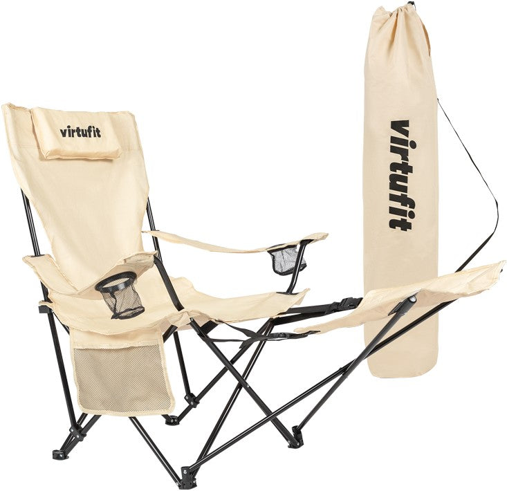 Scaun de Camping Pliabil VirtuFit cu suport pentru picioare - Bej