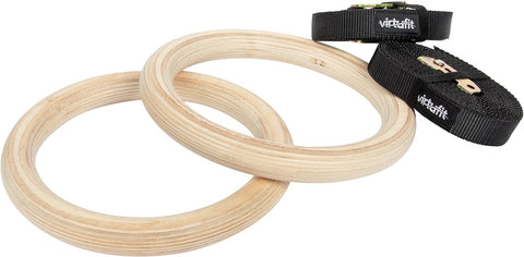 Inele pentru gimnastica din lemn, curele incluse VirtuFit Wooden Gym Rings