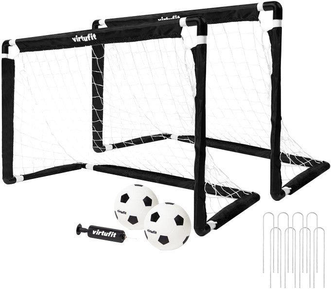 Set poarta fotbal pop-up VirtuFit 92 x 64 cm, cu doua Mingi si Pompa