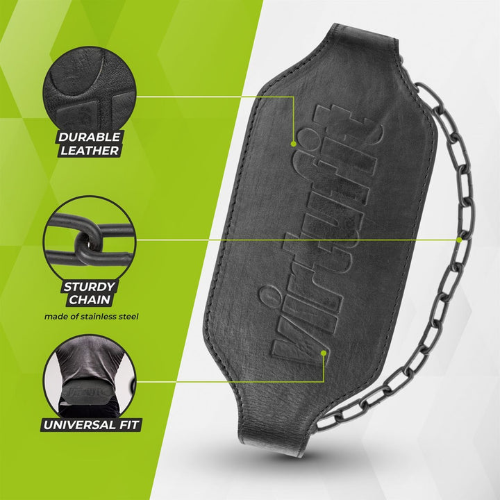 Centura din piele cu lant ridicare greutati  VirtuFit Pro