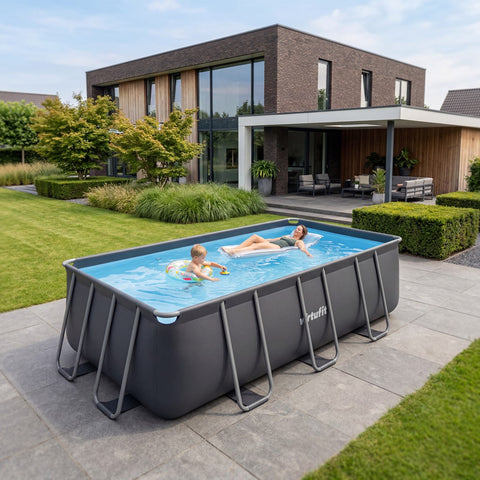 Piscina VirtuFit rectangulara - 400 x 200 x 122 cm - Antracit - Include pompa de filtrare