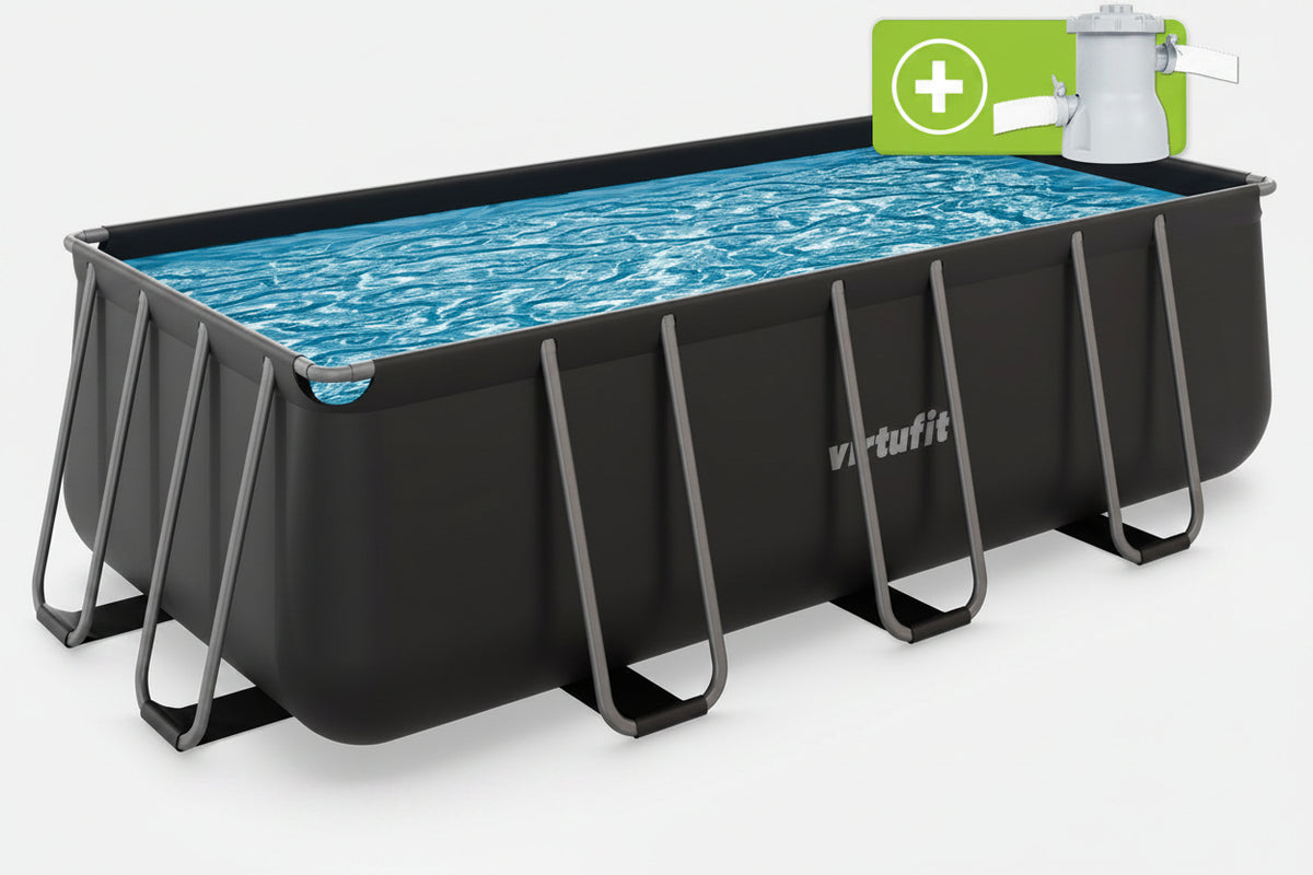 Piscina VirtuFit rectangulara - 400 x 200 x 122 cm - Antracit - Include pompa de filtrare