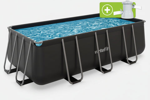 Piscina VirtuFit rectangulara - 400 x 200 x 122 cm - Antracit - Include pompa de filtrare