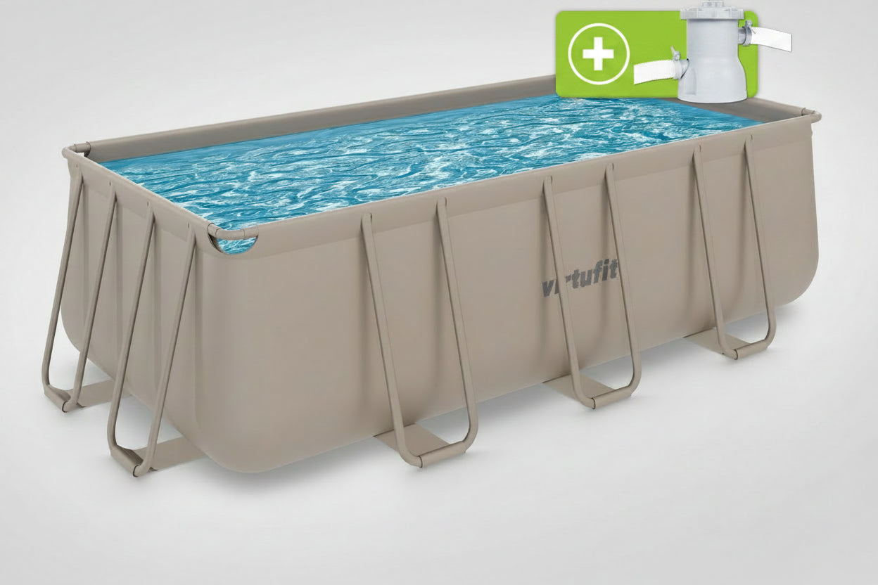 Piscina VirtuFit rectangulara - 400 x 200 x 122 cm - Beige - Include pompa de filtrare