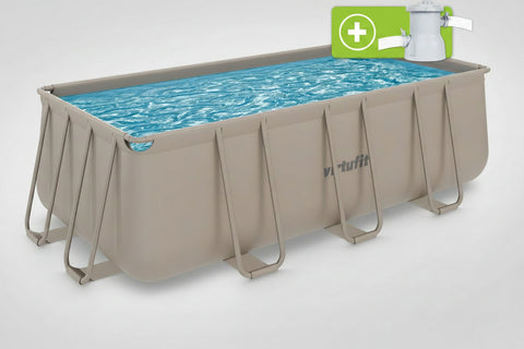 Piscina VirtuFit rectangulara - 400 x 200 x 122 cm - Beige - Include pompa de filtrare