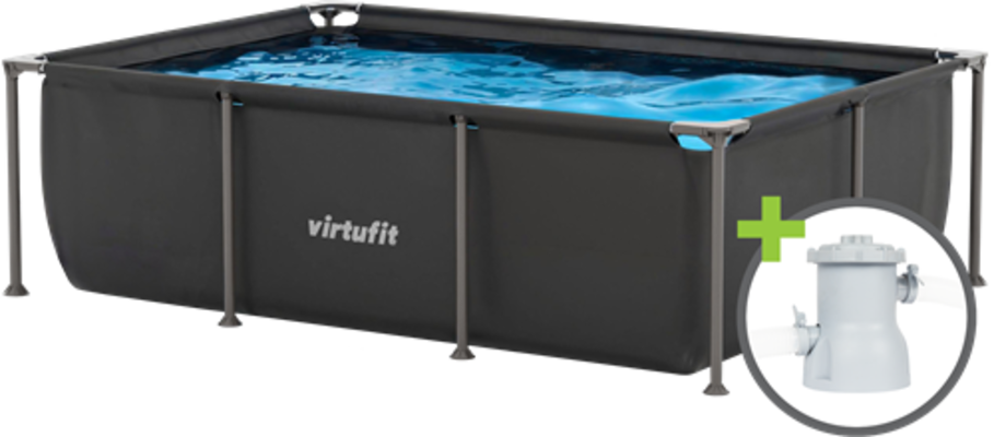 Piscina dreptunghiulara VirtuFit 260 x 180  x 66 cm cu sistem filtrare inclus si cadru metalic