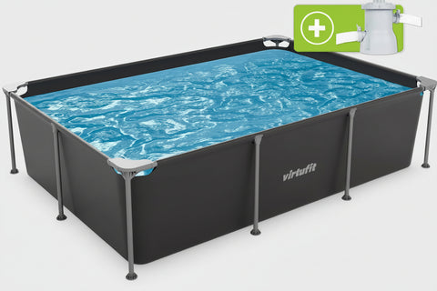Piscina dreptunghiulara VirtuFit 260 x 180  x 66 cm cu sistem filtrare inclus si cadru metalic