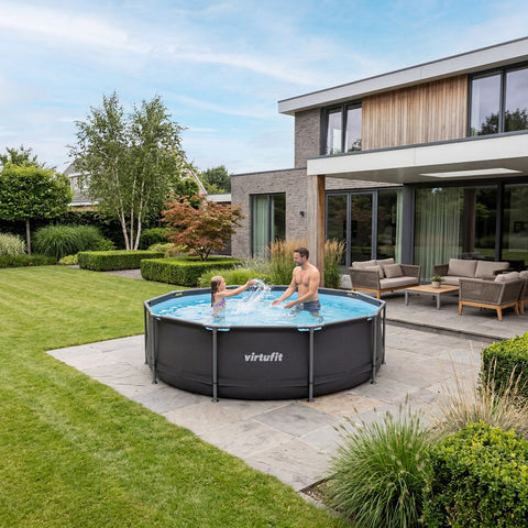 Piscina VirtuFit rotunda  244 cm diametru cu sistem filtrare inclus si cadru metalic