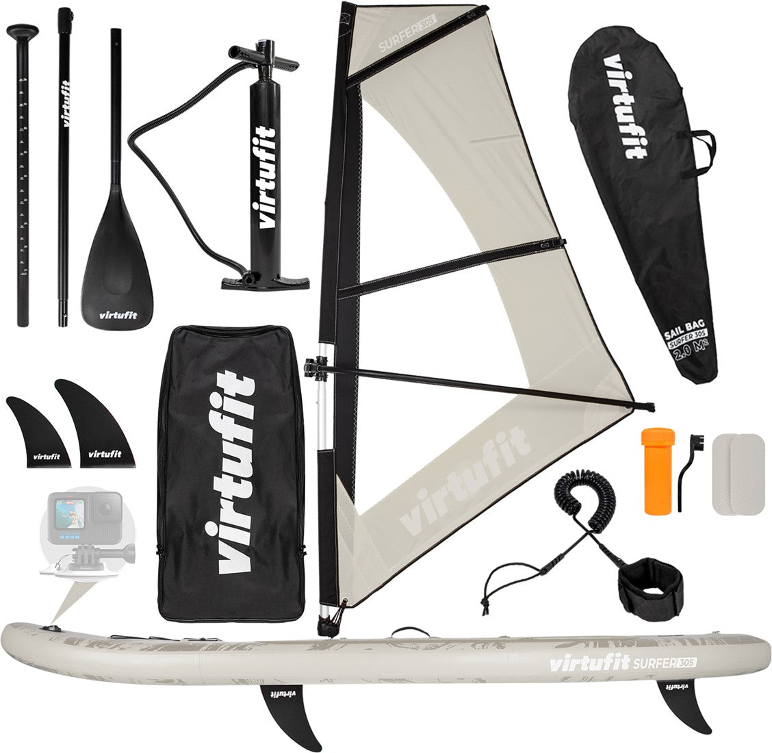 Virtufit Supboard Surfer 305 - Bej - Include Windsail și accesorii