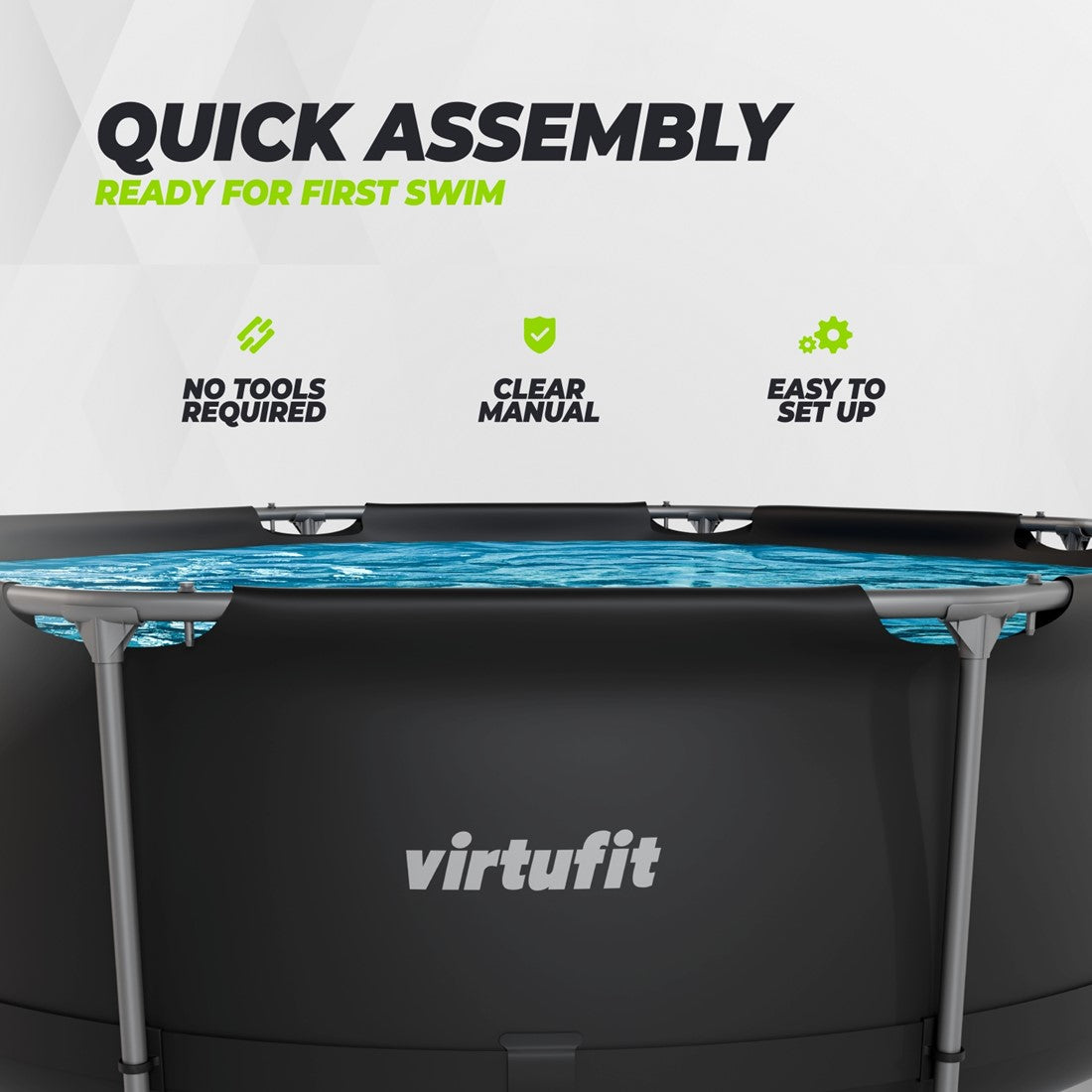 Piscina VirtuFit rotunda  244 cm diametru cu sistem filtrare inclus si cadru metalic